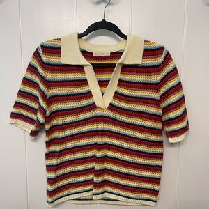 Marine Layer Spencer Polo Sweater in Multi Stripe - Medium / Multi Stripe